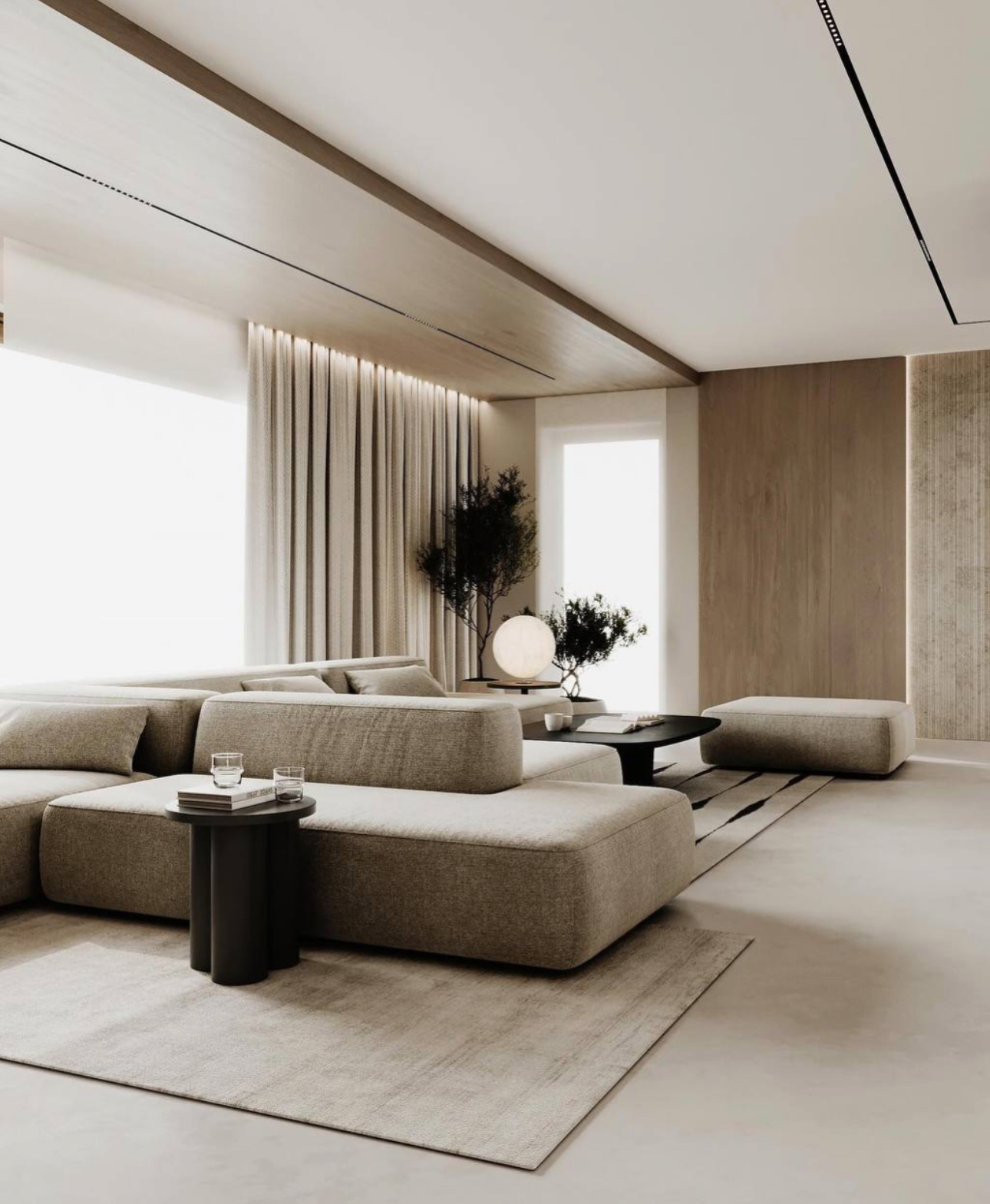 modern living room with a minimalist design and neutral tones