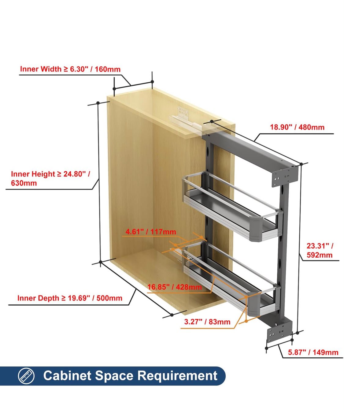 Slim Pull-Out Cabinet Organizer