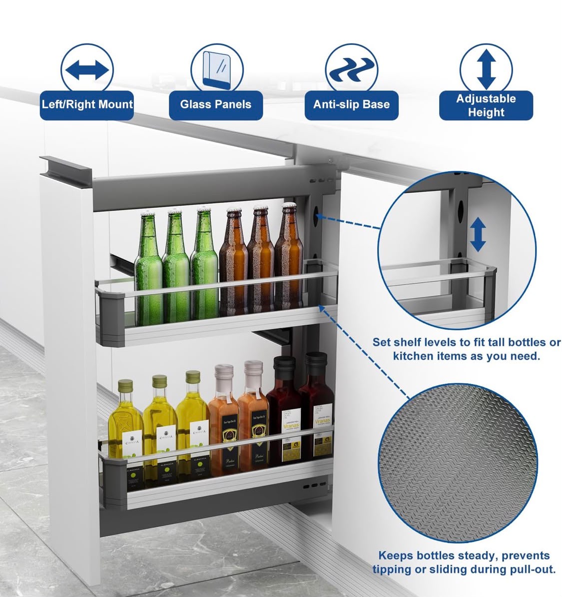 Slim Pull-Out Cabinet Organizer
