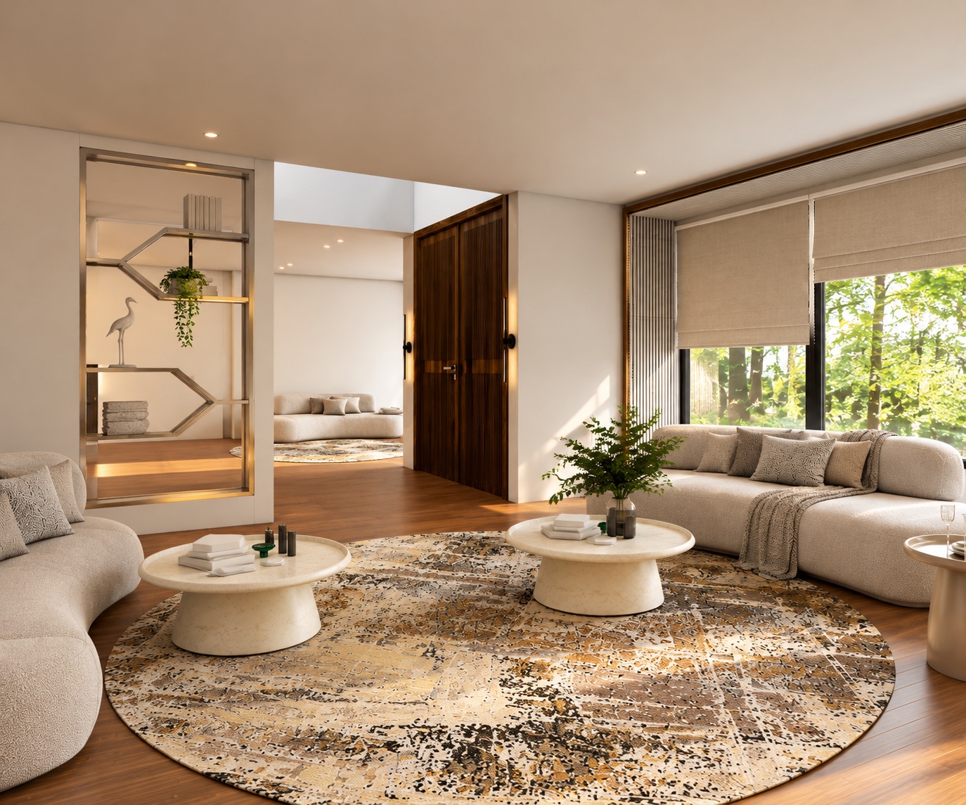 Visualization of the living room and its connection to the entrance.